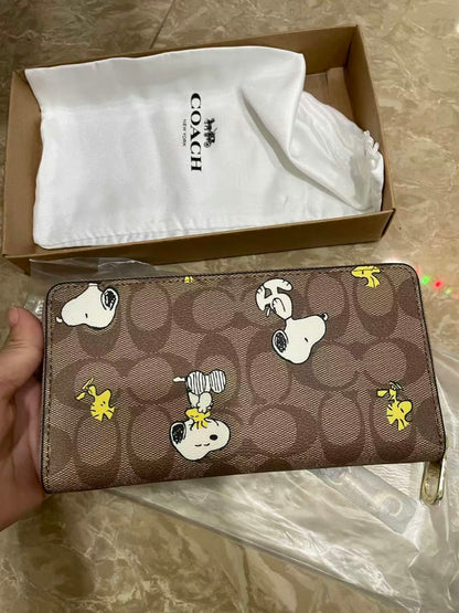 Women’s Character Print Zip Around Wallet – Long Fashion Purse