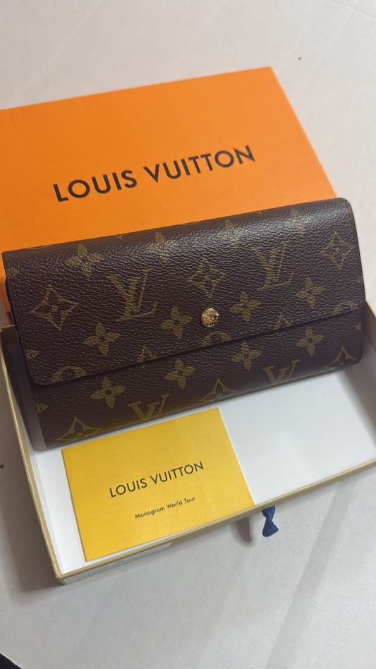 Classic Monogram Long Wallet for Women – Snap Closure Leather Purse