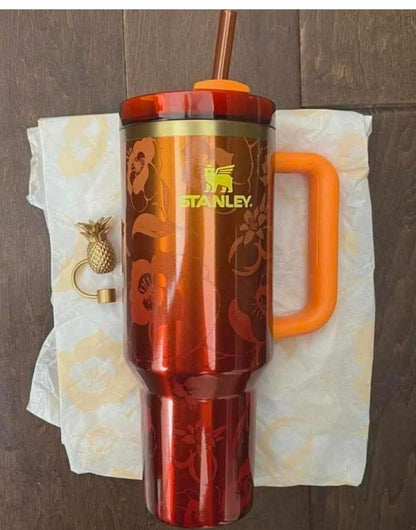 Stanley 40 oz Floral Tumbler with Handle and Straw – Reusable Insulated Travel Cup