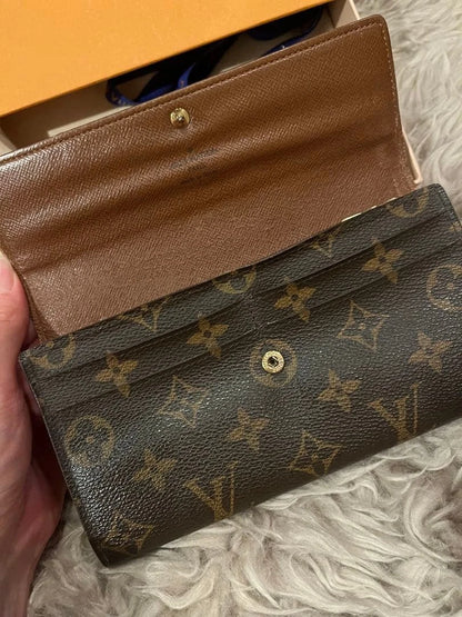 Classic Monogram Long Wallet for Women – Snap Closure Leather Purse