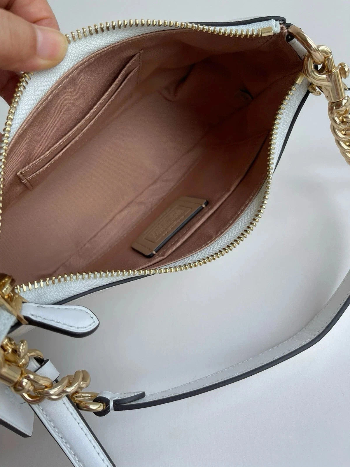 Women’s Monogram Shoulder Bag with Chain Handle & Adjustable Crossbody Strap