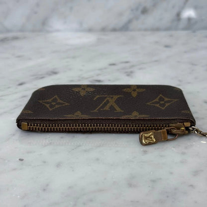 Monogram Key Pouch Brown – Compact Zipper Coin & Key Holder