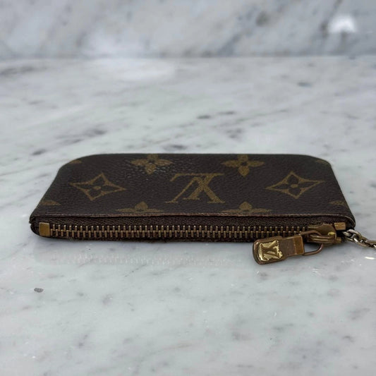 Monogram Key Pouch Brown – Compact Zipper Coin & Key Holder