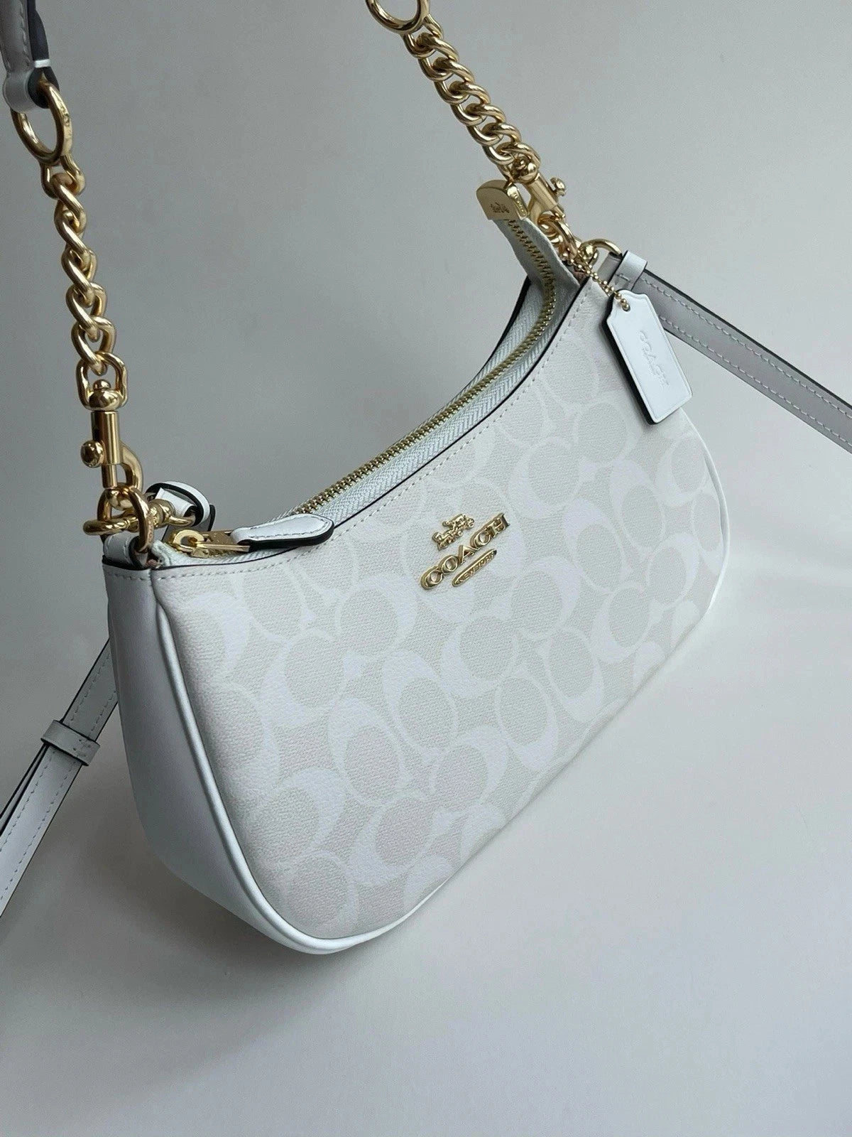 Women’s Monogram Shoulder Bag with Chain Handle & Adjustable Crossbody Strap