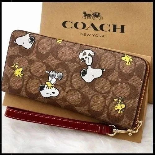 Women’s Character Print Zip Around Wallet – Long Fashion Purse