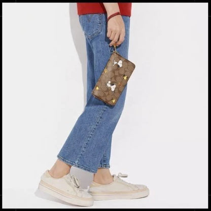 Women’s Character Print Zip Around Wallet – Long Fashion Purse